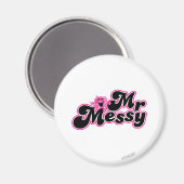 Mr Messy | Grote zwarte en roze letters Magneet (Voorkant / Achterkant)