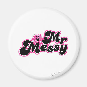 Mr Messy   Grote zwarte en roze letters Magneet