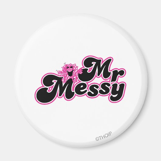 Mr Messy | Grote zwarte en roze letters Magneet (Voorkant)