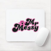 Mr Messy | Grote zwarte en roze letters Muismat (Met muis)
