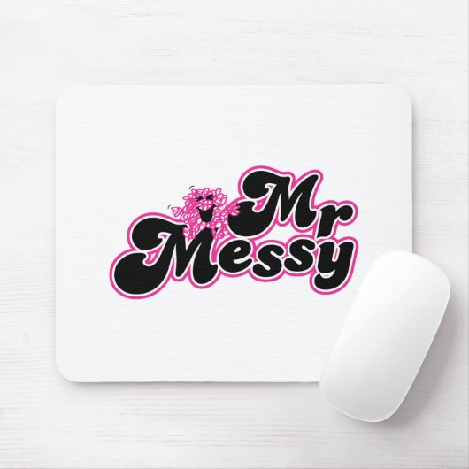 Mr Messy | Grote zwarte en roze letters Muismat (Met muis)