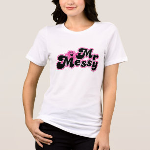 Mr Messy Grote zwarte en roze letters Tri-Blend Shirt
