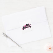 Mr Messy | Grote zwarte en roze letters Vierkante Sticker (Envelop)