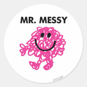 Mr Messy   Klassieke post Ronde Sticker