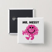Mr Messy | Klassieke post Vierkante Button 5,1 Cm (Voorkant /achterkant)
