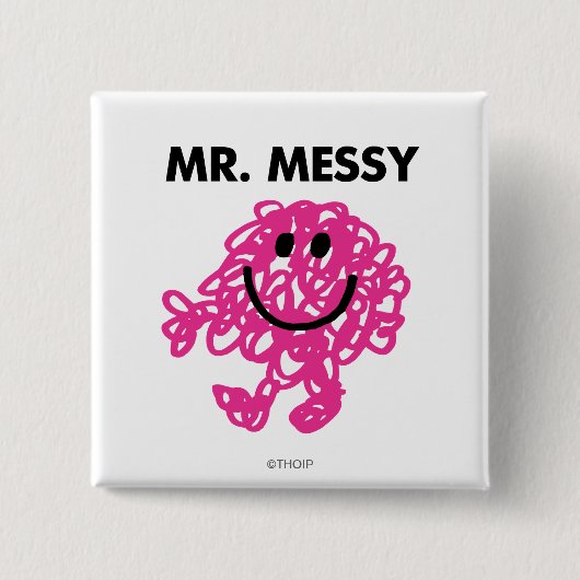 Mr Messy | Klassieke post Vierkante Button 5,1 Cm (Voorkant)