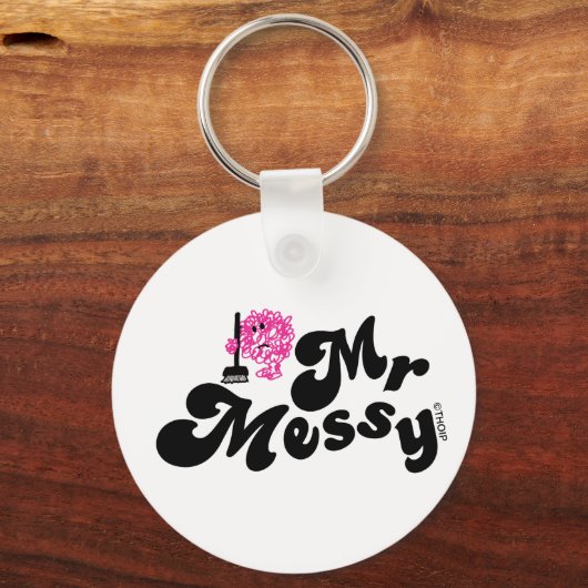 Mr Messy | schoonmaken met bezem Sleutelhanger (Achterkant)