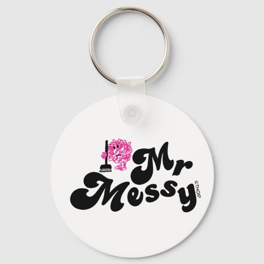 Mr Messy | schoonmaken met bezem Sleutelhanger (Achterkant)