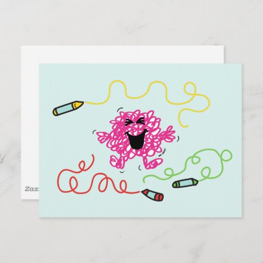 Mr Messy speelt met Crayons Briefkaart (Voorkant / Achterkant)