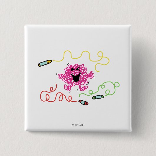Mr Messy speelt met Crayons Vierkante Button 5,1 Cm (Voorkant)