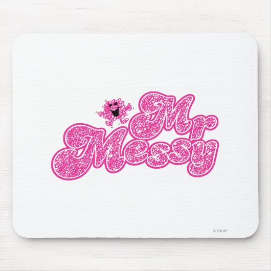 Mr Messy | Sprankelende roze naam Muismat (Voorkant)