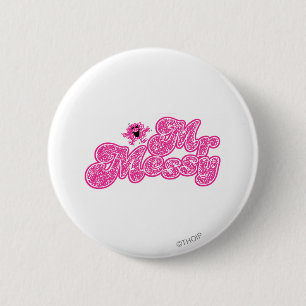 Mr Messy   Sprankelende roze naam Ronde Button 5,7 Cm