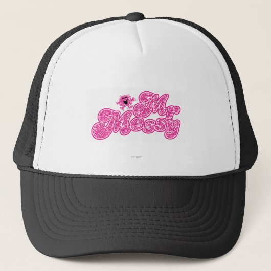 Mr Messy | Sprankelende roze naam Trucker Pet (Voorkant)
