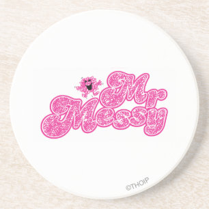 Mr Messy Sprankelende roze naam Zandsteen Onderzetter