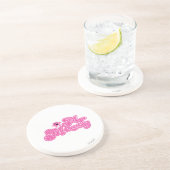 Mr Messy | Sprankelende roze naam Zandsteen Onderzetter (Zijkant)