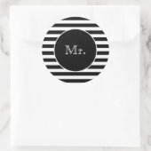 Mr. met zwarte en witte strepen ronde sticker (Tas)