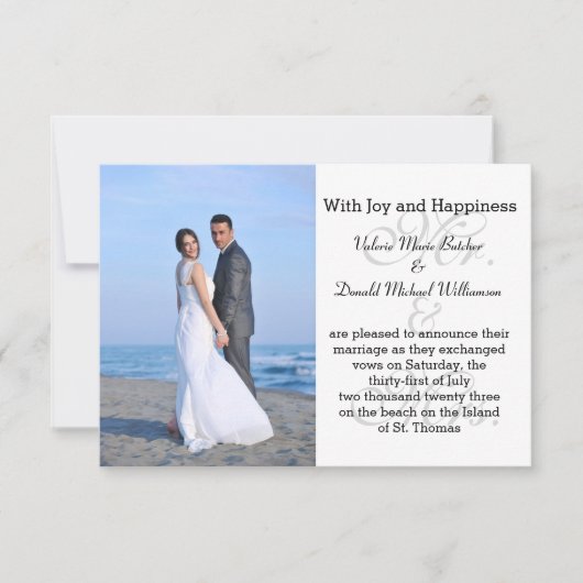 Mr. & mevrouw Gray - 3x5 Aankondiging van het huwe (Voorkant)