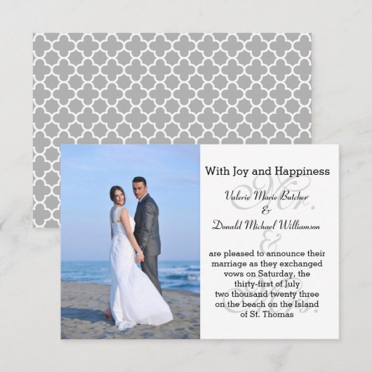 Mr. & mevrouw Gray - 3x5 Aankondiging van het huwe (Voorkant / Achterkant)