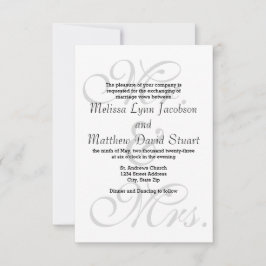 Mr. & mevrouw Gray - 3x5 Wedding Invitation Kaart