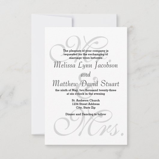 Mr. & mevrouw Gray - 3x5 Wedding Invitation Kaart (Voorkant)