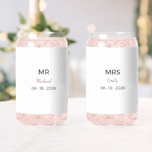 Mr. & Mevrouw Trouwglazen   Romantische Toast Set Blikvorm Glas
