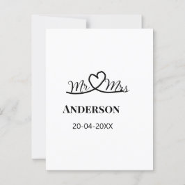Mr & Mevrouw voeg familienaam datum jaar huwelijks Briefkaart