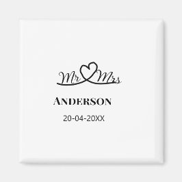 Mr & Mevrouw voeg familienaam datum jaar huwelijks Magneet