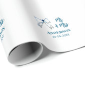 Mr & Mevrouw voeg naam datum huwelijksfeest boog b Cadeaupapier (Rol Hoek)