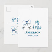 Mr & Mevrouw voeg naam datum huwelijksfeest lint b Briefkaart (Voorkant / Achterkant)
