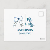 Mr & Mevrouw voeg naam datum huwelijksfeest lint b Briefkaart (Achterkant)