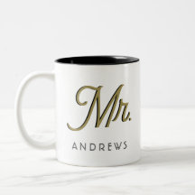 Mr Modern Black Script Personalized Wedding