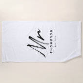 Mr Modern Black White Minimalist Script Strandlaken (Voorkant)