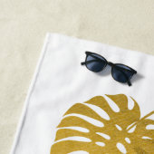 Mr Modern Gold Monstera Tropical Leaves Script be Strandlaken (In situ)