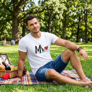Mr. Modern Zwarte Script Dames Rode Hart T-Shirt