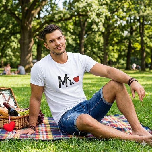 Mr. Modern Zwarte Script Dames Rode Hart T-Shirt