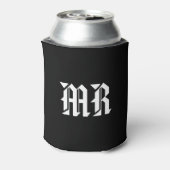MR. Monogram Initiaal zwarte en witte naam Blikjeskoeler (Blikje Achterkant)
