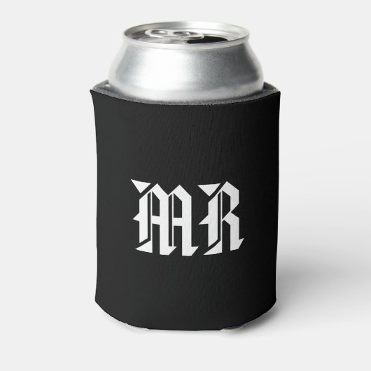 MR. Monogram Initiaal zwarte en witte naam Blikjeskoeler (Blikje Achterkant)