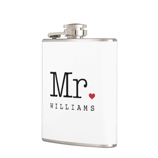 Mr Monogram  Typewriter bruiloft Heupfles (Links)