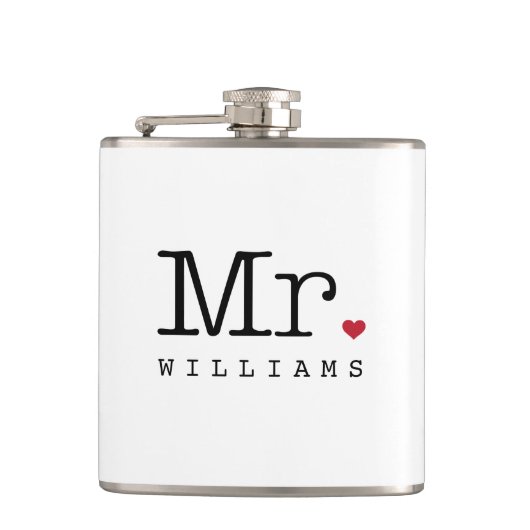 Mr Monogram  Typewriter bruiloft Heupfles (Voorkant)