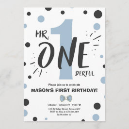 Mr. mooie verjaardagsuitnodiging Boy Black Blue Kaart