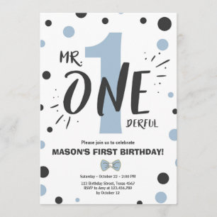 Mr. mooie verjaardagsuitnodiging Boy Black Blue Kaart