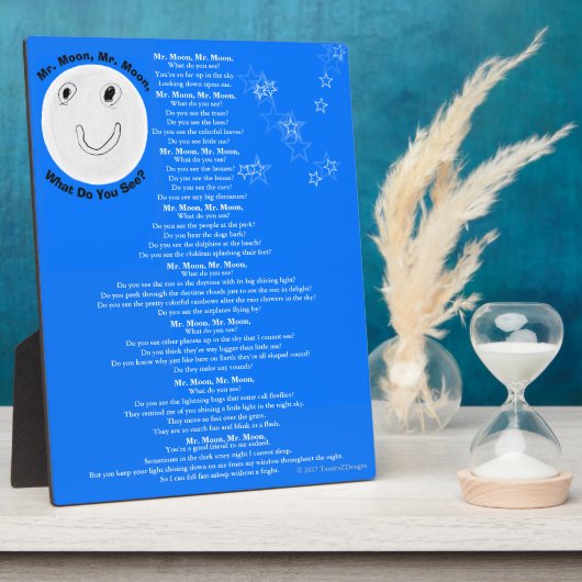 Mr Moon, Mr Moon, wat zie je? Gedicht Fotoplaat (Zijkant)