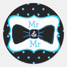 Mr & Mr Black Blue Bowtie Wedding Stickers