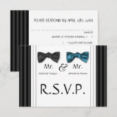Mr & Mr Bow Stropdassen & Pin Striped RSVP Card (Voorkant / Achterkant)