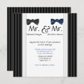 Mr. & Mr Bow Stropdassen & Pin Striped Wedding Inv Kaart (Voorkant / Achterkant)