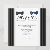 Mr. & Mr Bow Stropdassen & Pin Striped Wedding Inv Kaart (Voorkant)