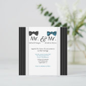 Mr. & Mr Bow Stropdassen & Pin Striped Wedding Inv Kaart (Staand voorkant)