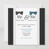 Mr. & Mr Bow Stropdassen & Pin Striped Wedding Inv Kaart (Voorkant)