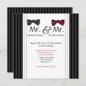 Mr. & Mr Bow Stropdassen & Pin Striped Wedding Inv Kaart (Voorkant / Achterkant)
