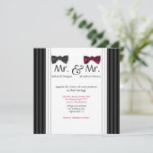 Mr. & Mr Bow Stropdassen & Pin Striped Wedding Inv Kaart (Staand voorkant)